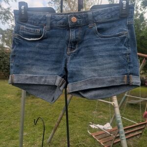 Aeropostale Rolled-Cuff Dark Blue Denim Shorts